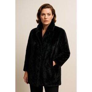 Ambassador Vintage Black Women's 16 Faux Fur NWT Glamour Old Money Mob Wife